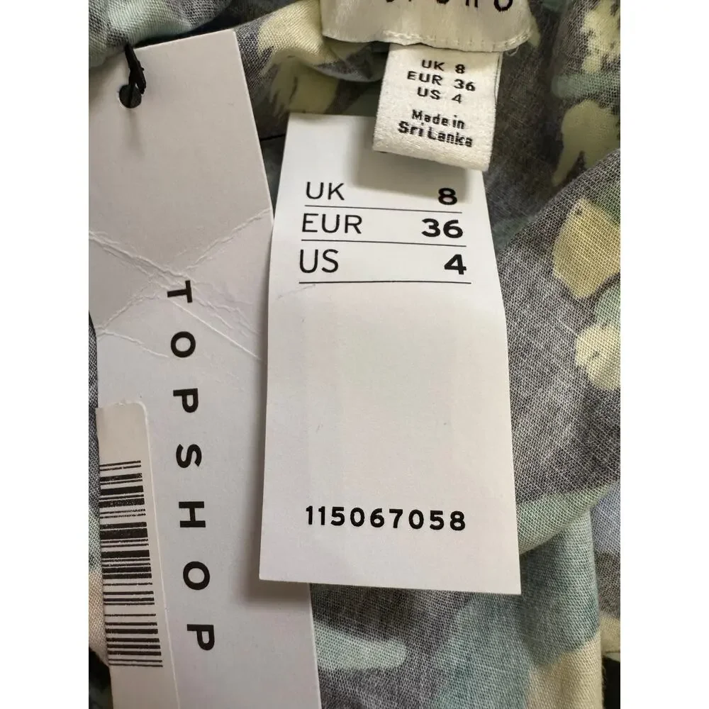 New TOPSHOP NORDSTROM Multicolor Floral Cutout Peplum Camisole 100% Cotton 4